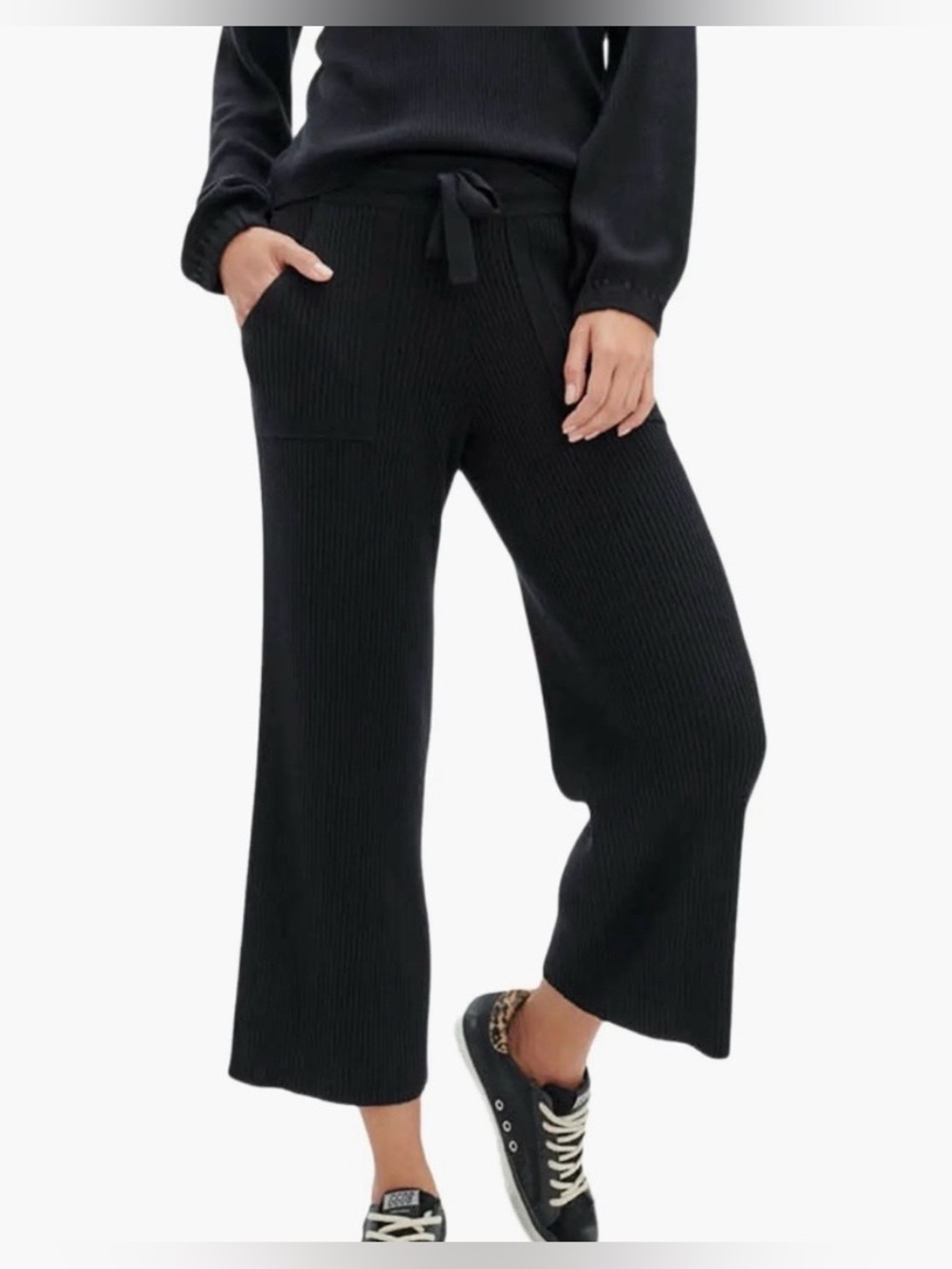 Splendid Rib Knit Wide Leg Crop Pants NWT Size Medium